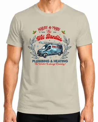 Obrázok produktu pre Harry & Marv Wet Bandits Plumbing Heating - Christmas Xmas Pánske tričko, Nature, 3XL