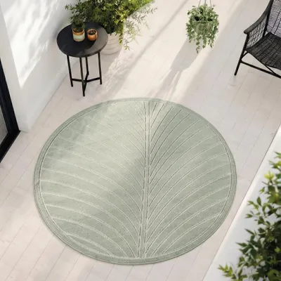 Produktbild von Carpetsale24 Outdoor Teppich, Modern Boho Design, 3D Effekt, Robust und UV-Beständig, ideal für Terrasse Wohnzimmer & Küche, Grösse: 160 cm Rund