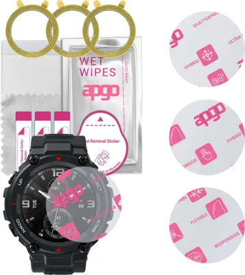 Produktbild von apgo 3 Stück Schutzglas, klar, kompatibel mit Amazfit T-Rex Smartwatch, Hybrid 8H, Ersatz für Hartglas, Displayschutzglas, Bildschirmschutz, Displayschutz, kratzfest
