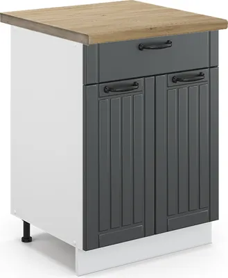 Produktbild von Küchenunterschrank Vicco Fame-Line Anthrazit Landhaus 60 cm mit Schublade, AP Eiche, Model 46731