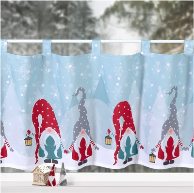 Produktbild von heimtexland ® Scheibengardine Weihnachten Deko Gardine 45x120 Wichtel Fensterdekoration Advent Typ651
