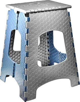 Produktbild von Famanu Klapphocker mit Traggriff - Höhe 44 cm - grau-blau