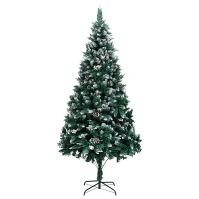 Produktbild von The Living Store Künstlicher Weihnachtsbaum mit Zapfen und Schnee 210 cm