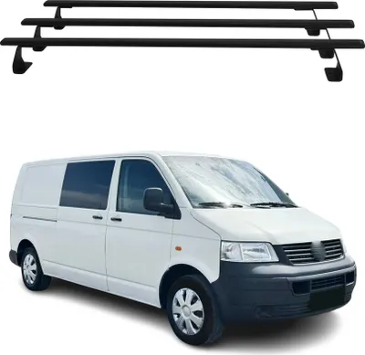 Image de Barres De Toit Transversales Pour VW T5 T6 Transporter tout 2003-2024 Noir 3x