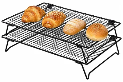 Imagen del producto de Dos rejillas enfriadoras, apilables, rectangulares y plegables, para enfriar y hornear