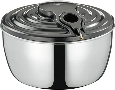 Produktbild von Küchenprofi Edelstahlsalatschleuder schwarz mit Seilzugtechnik