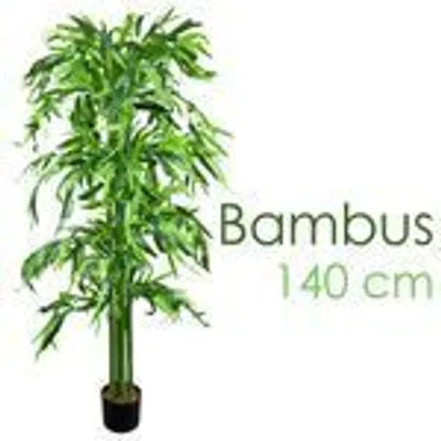 Produktbild von Bambus Bambus-Strauch Kunstpflanze Kunstbaum Bambusbaum Baum Künstliche Pflanze Bamboo Künstlich Echtholzstamm Innendekoration Deko 140 cm Decovego