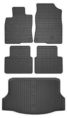 Productafbeelding van Rubberen automatten + kofferbakmat voor Honda Civic X 2017-2021 (hatchback) – 5-delig, zwart, op maat – Wielganizator SolidPRO
