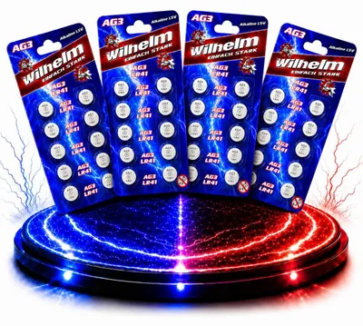 Produktbild von 40 x Wilhelm AG3 Knopfzellen Knopfbatterien Uhrenbatterien Blisterpack