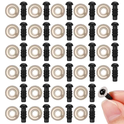 Produktbild von Sicherheitsaugen - 100 Stück 5 mm Durchmesser aus Kunststoff mit Unterlegscheiben - für Häkeltiere, Puppen, Amigurumi und Stofftiere
