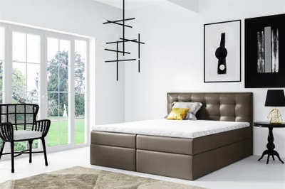 Produktbild von Boxspringbett Schlafzimmerbett OVIEDO 120x200cm Kunstleder Braun