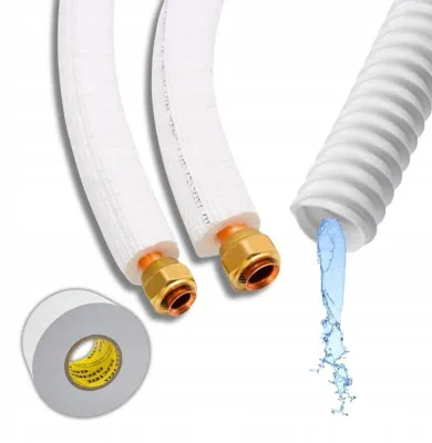 Produktbild von Leitungsset Kältemittelleitung Kupferrohr 1/4"-3/8" 4m + Kondensatrohr + Band PCV