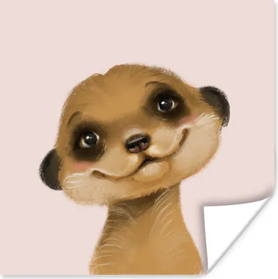 Produktbild von MuchoWow® Poster Tiere - Erdmännchen - Rosa 50x50 cm - Wohnzimmerdekoration