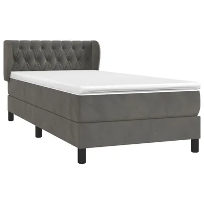 Imagen del producto de Cama con somier y colchón de la marca vidaXL, color gris oscuro, dimensiones 100x200 cm, tapizada en terciopelo