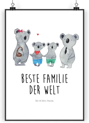 Produktbild von Mr. & Mrs. Panda Bild Koala Familie zwei DIN A5 - Weiß - Geschenk, drucke, Muttertag, Koalabär, Wandbild, wanddeko, kunstposter, Wanddekoration