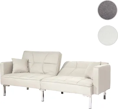 Zdjęcie produktu dla Sofa rozkładana HWC-K65, sofa rozkładana dla gości, funkcja spania powierzchnia spania 170x104 cm ~ tkanina/tekstylia kremowo-beżowy