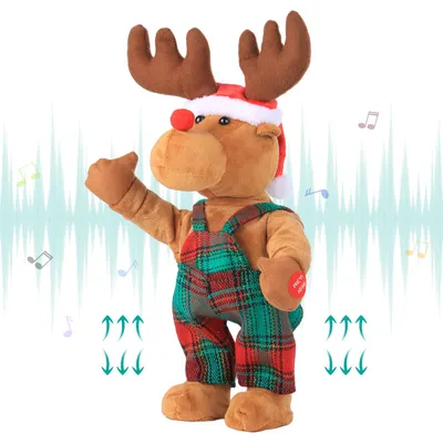 Productafbeelding van Zingende dansende kerstman pop muzikale rudolph rendier - Knuffel Animatie Twerking Kerstman Rendier Speelgoed