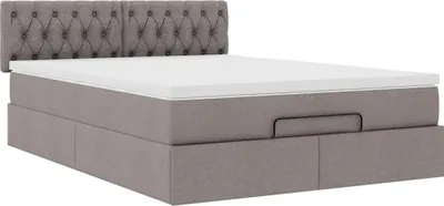 Produktbild von Ottoman-Bett mit Matratze Taupe 140x200 cm Stoff