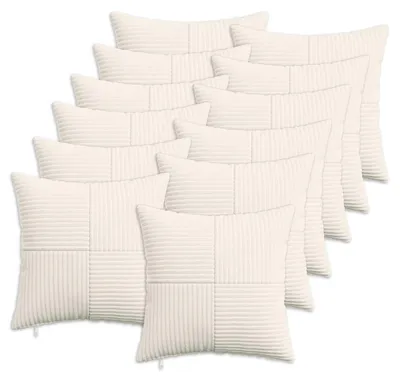 Obrázok produktu pre vidaXL Vankúšový poťah, 12 ks, ALMELO, krémová farba, 45 x 45 cm, materiál: cord