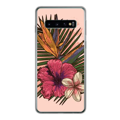 Produktbild von MuchoWow® Handyhülle Schutzhülle Hülle für Samsung Galaxy S10 Blumen - Tropisch - Rosa Silikon Softcase Handy Hülle - Handytasche