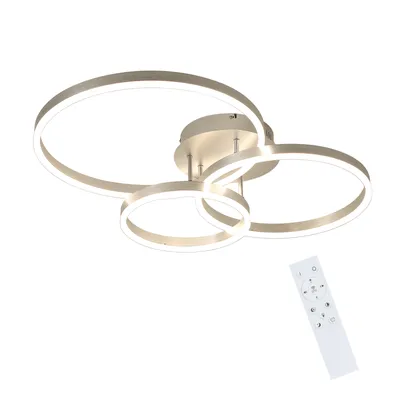 Produktbild von ZMH LED Deckenlampe Deckenleuchte Wohnzimmer 82CM Modern Dimmbar Silber mit Fernbedienung 3 Ring Metall Deckenbeleuchtung für Schlafzimmer Küche