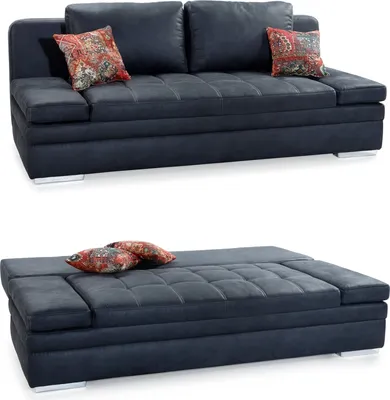 Produktbild von Schlafsofa Arml. verstellbar Bettkasten Couch Steppung Antiklederoptik Anthrazit / 15118