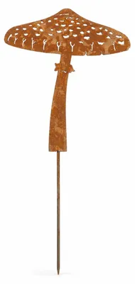 Produktbild von Gartenstecker Pilz aus Weichstahl 27 cm – lasergeschnittene Gartendeko mit Patina