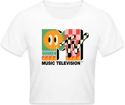 Produktbild von Spreadshirt MTV Music Television Buntes Logo Mit Sonne Crop Top, L, Weiß
