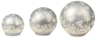 Produktbild von 3er Set LED Kugellampen Blumenwiese silber 12 + 15 + 20cm mit Timer Formano F26