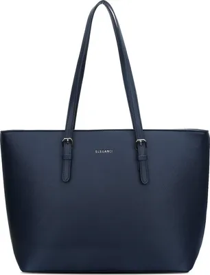 Produktbild von Eleganci Damen Shopper Tasche mit Reißverschluss – Schultertasche, Handtasche, Schul- und Arbeitstasche in Blau, A4 geeignet