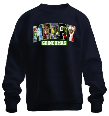 Zdjęcie produktu dla Merry Grinchmas Grinch Christmas śmieszny prezent retro bluza uni , granatowy, S