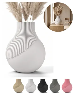 Immagine prodotto di Vaso decorativo grande rigato stile japandi boho decorazione soggiorno – Bianco