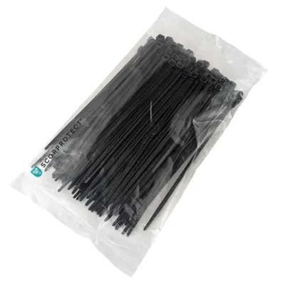 Produktbild von Scorprotect® Profi Kabelbinder aus Nylon schwarz 4,8 mm x 300 mm Beutel mit 100 Stück