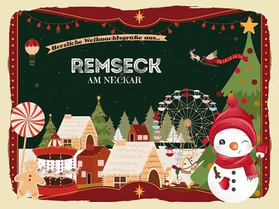 Produktbild von vianmo Holzschild 30x40 cm Weihnachten Grüße REMSECK AM NECKAR