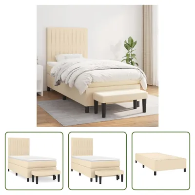 Produktbild von The Living Store Boxspringbett mit Matratze Creme 80x200 cm Stoff