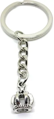 Obrázek produktu pro Onwomania Přívěsek na klíče Small Crown King Silver Metal Charm Pendant