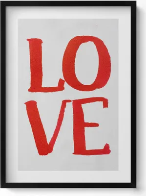 Produktbild von Rotes LOVE-Graffiti– Wandbild mit Rahmen – Gerahmtes Bild  – Wanddekoration – 50x70 cm –  Schwarz Rahmen