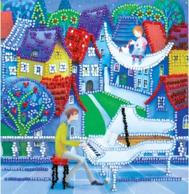 Produktbild von Abris Art Perlenstich Set "Mondmelodie", bedruckt, 15x15cm