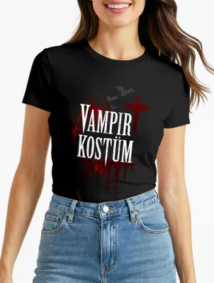 Produktbild von Damen T-Shirt Vampir-Kostüm Faschings-Shirt Halloween Karneval Fastnacht Fun-Shirt Kostüm-Shirt Slim Fit Moonworks®