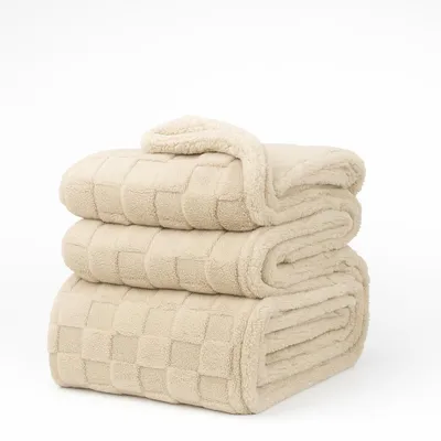 Produktbild von Betz Wohndecke VENEDIG Schachbrett XXL 150x200 cm Farbe: taupe