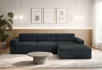 Image de AX LIVING Canapé d'angle en L Corlu, anthracite, pour salon 310 D