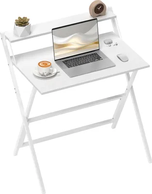 Immagine prodotto di Scrivania Pieghevole 81,5x62x86,5 cm con Ripiano per Monitor Bianco