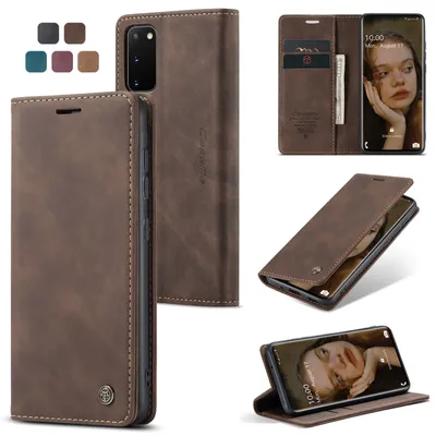 Collage of images showing a brown leather phone case for a Xiaomi Poco F7 5G, including different angles and a close-up of the phone screen.