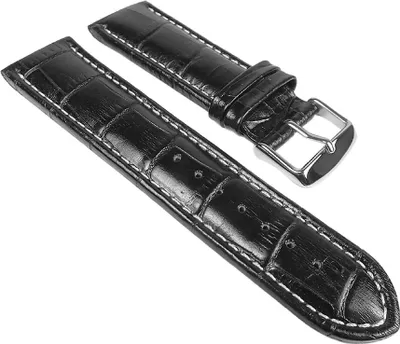 Produktbild von Ersatzband Uhrenarmband Leder Band schwarz 25274S, Stegbreite:24mm