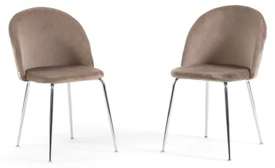 Productafbeelding van Veren stoel van fluweel/Teddy – Eetkamerstoelen – Keukenstoelen – Metalen poten – Duurzaam – 2 stuks