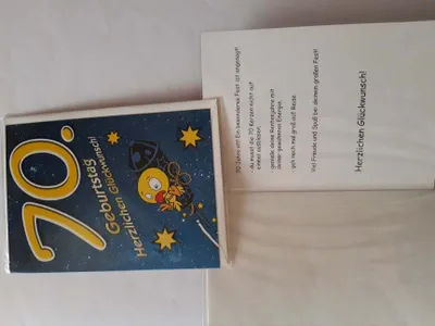 Produktbild von 1 Glückwunschkarte, 70. Geburtstag, Doppelkarte m. Umschlag, Sterne Rakete
