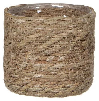 Produktbild von Mica Decorations Plantenmand - rotan - naturel met bruin - 14 cmPflanzkorb - Rattan - natur mit brau