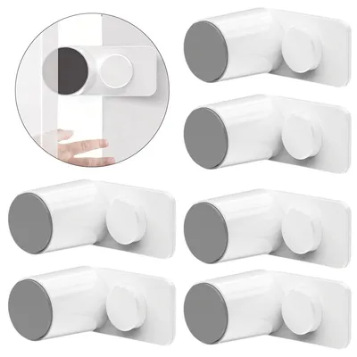 Produktbild von 6 Stück Türklemmenschutz, Türstopper Kinder, mit 180° drehbarem, selbstklebendem Sockel,Werkzeugfreie Montage, Weiß, BPA-frei