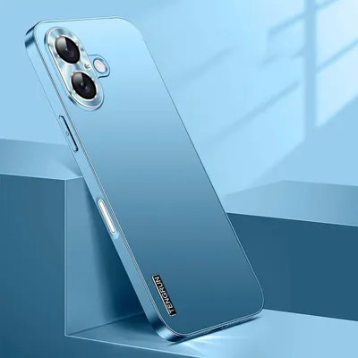 Imagen del producto de Funda para Apple iPhone 16 con diseño de metal mate, color azul claro