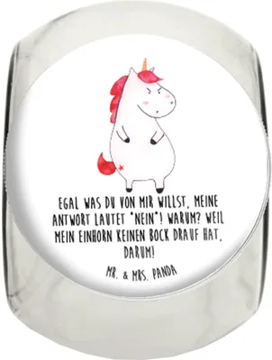 Produktbild von Mr. & Mrs. Panda Bonboniere Einhorn Wut L 870ml - Weiß - Geschenk, Arbeit, keksglas, Lustig, Teedose, Bonbonglas, Einhörner, Vorratsdose Glas, Spaß, Unicorn, Kaffeedose